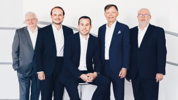 V. l. n. r.: Michael Schütz (Leiter Vertrieb und Marketing), Jens Drewing (Geschäftsführender Gesellschafter), Michael Lauxmann (Leiter Vertrieb und Marketing), Holger Drewing (Geschäftsführender Gesellschafter) und Oliver Lewerentz (Kaufmännischer Leiter