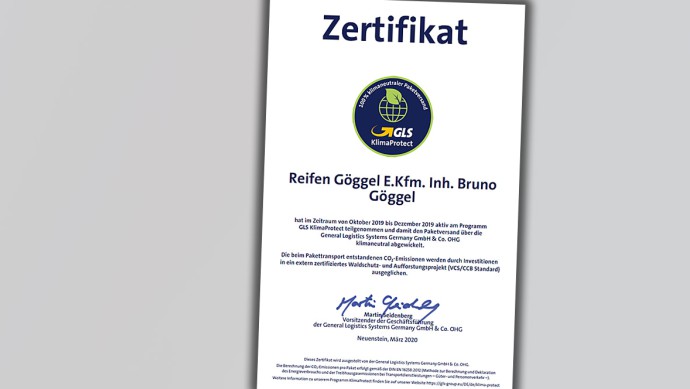 GLS-Zertifikat Klimaschutz Reifen Göggel