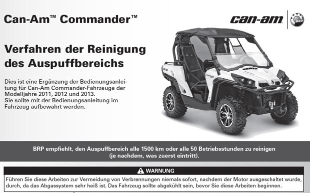 BRP Can-Am Commander Ergänzung Bedienungsanleitung