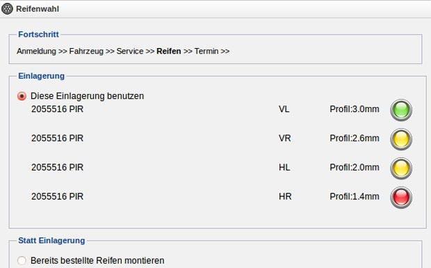 Point S Werkstattplaner Reifenzustand