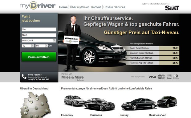 Screenshot mydriver von Sixt