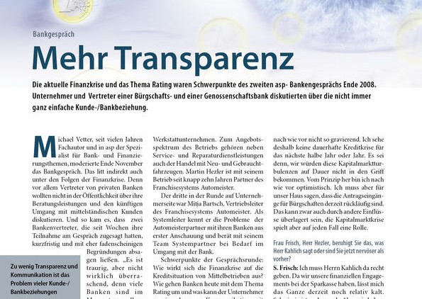 Mehr Transparenz