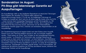 Sonderaktion : Pit-Stop gibt lebenslange Garantie auf Auspuffanlagen Sonderaktion : Pit-Stop gibt lebenslange Garantie auf Auspuffanlagen