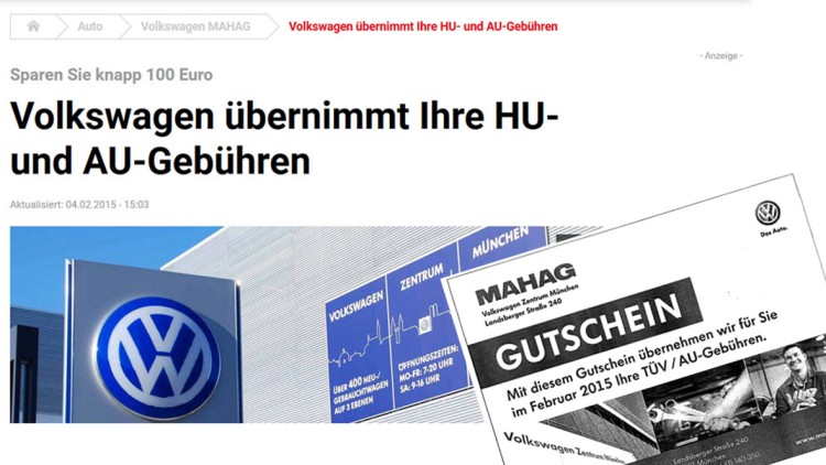 HU-Werbung Gutschein Mahag München Tageszeitung tz
