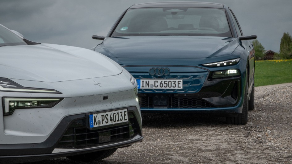 Audi A6 Avant e-tron und Polestar 4 im Anschnitt 