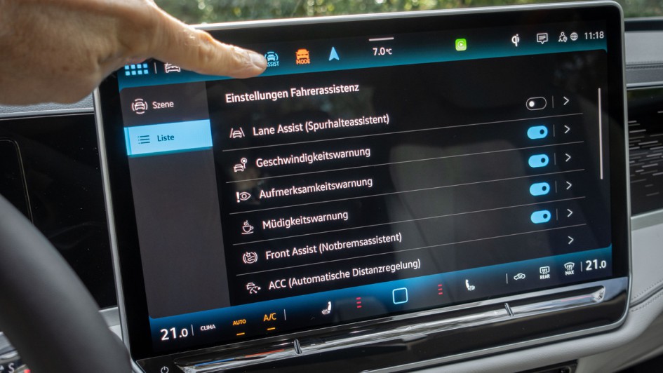Shortcuts im Infotainmentsystems des VW Passat Variant 2024