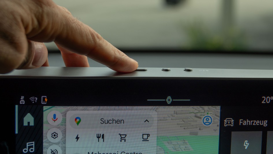 Tasten zum Deaktivieren der Anzeige des Infotainmentscreens im Renault 5