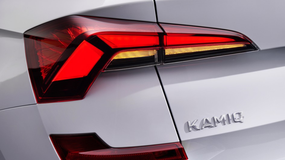 Skoda Kamiq Facelift Detailaufnahme von der Rueckleuchte